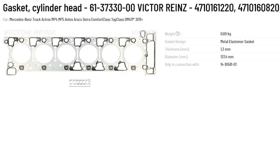 Top-notch VICTOR REINZ Cylinder Head Gasket Part number 61-37330-00 4710161220 4710160820 4710161120 0.01kg Professional