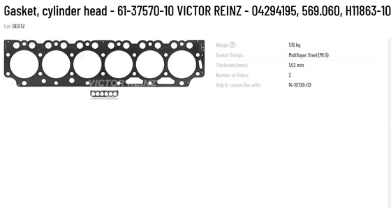 VICTOR REINZ 61-37570-10 04294195 569.060 H11863-10 Cylinder Head Gasket for Other Industrial Applications 1.16kg