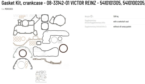 Part Number 08-33142-01 5410101305 5410100205 5410100505 VICTOR REINZ Gasket Kit for Crankcase