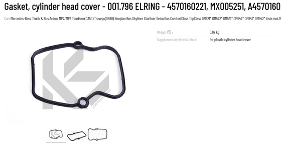 ELRING Gasket for Cylinder Head Cover Part Number 001.796 4570160221 MX005251 A4570160221