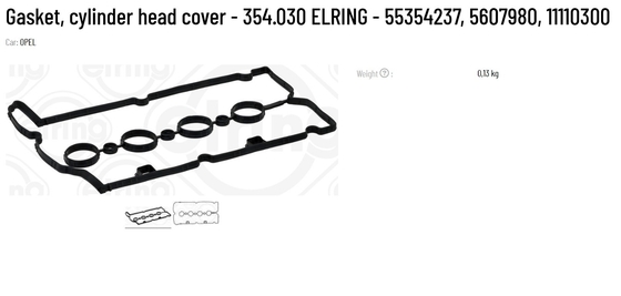 354.030 ELRING Cylinder Head Cover Gasket 55354237 5607980 11110300 Farms Compatible Long Lasting