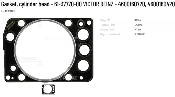 DEUTZ VICTOR REINZ Gasket Cylinder Head 61-37770-00 4600160720 4600160420 462.203
