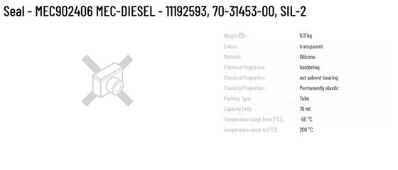 100% Tested MEC902406 MEC-DIESEL Seal 11192593 70-31453-00 SIL-2 0.11kg MEC902406