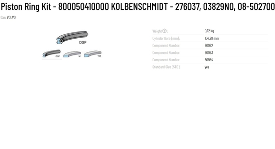 Original KS 800050410000 KOLBENSCHMIDT 276037 03829N0 08-502700-00 Part name Piston Ring Kit Suitable for Garment Shops