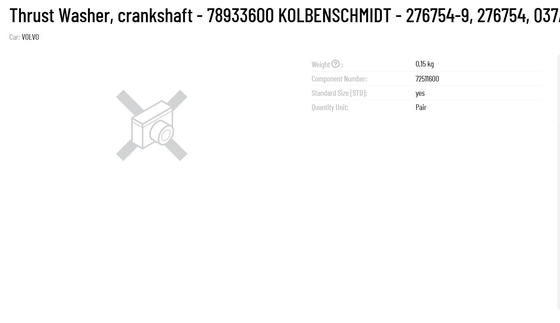Metal KS Thrust Washer Crankshaft 78933600 KOLBENSCHMIDT 276754-9 276754 037AL18786200 with Metal Material