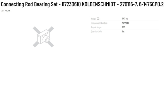KS Connecting Rod Bearing Set 87230610 KOLBENSCHMIDT 270116-7 6-1475CP0.25 270116 100% Tested and Ideal for Environments