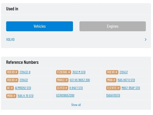 1.4kg Metal Original KS Crankshaft Bearing Set 87228600 KOLBENSCHMIDT 270432-8 7032MSTD 270437 for and Metal Performance