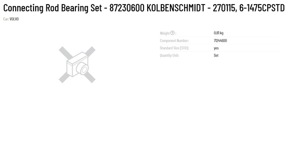 KS Connecting Rod Bearing Set 87230600 KOLBENSCHMIDT 270115 6-1475CPSTD 270115-9 for Agricultural Machinery 100% Tested