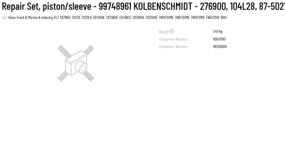DEUTZ Metal Repair Set 99748961 KOLBENSCHMIDT 276900 104L28 87-502700-00