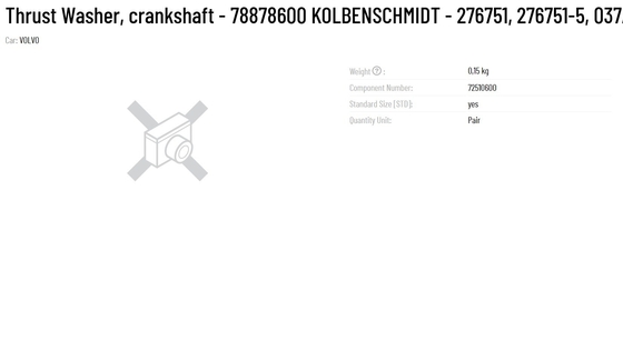 Metal Thrust Washer Part Number 276751 276751-5 037AS18784000 78878600 for Crankshaft by KOLBENSCHMIDT