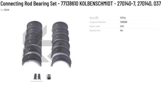 Garment Shops Benefit from Original KS Connecting Rod Bearing Set 77138610 KOLBENSCHMIDT 270140-7 270140 037PS18049210