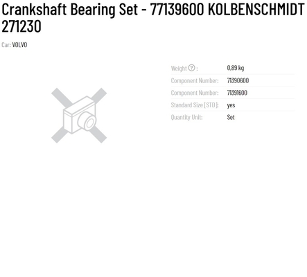 Original KS Crankshaft Metal Bearing Set Part number 271230-5 270426-0 271230 77139600 with Durable Metal Material