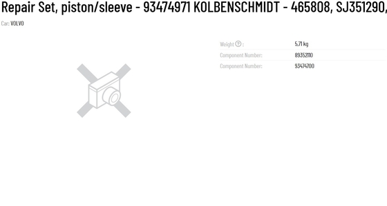 DEUTZ VOLVO Repair Set 93474971 KOLBENSCHMIDT Piston/Sleeve 465808 SJ351290 420534 for Farms Durable and Long-Lasting