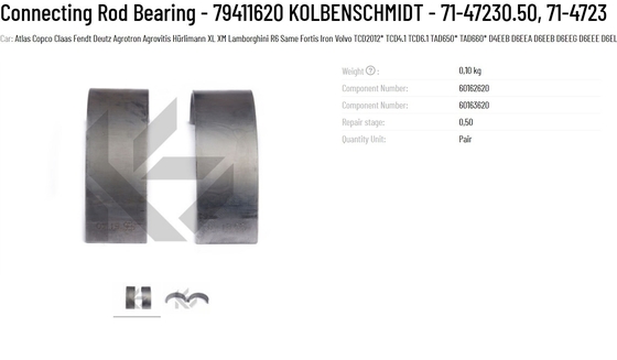 Building Material Shops Connecting Rod Bearing 79411620 KOLBENSCHMIDT 71-47230.50 71-4723 with Superior Performance