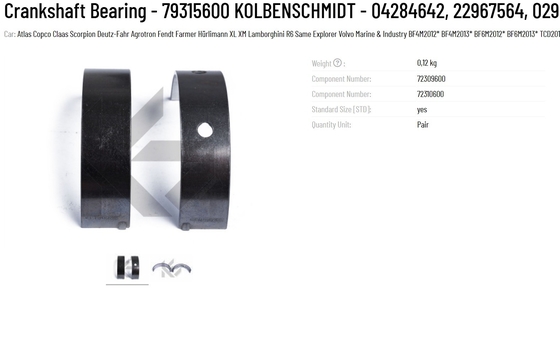 0.12kg Original KS Crankshaft Bearing 79315600 KOLBENSCHMIDT 04284642 22967564 02931580 for Machinery Repair Shops