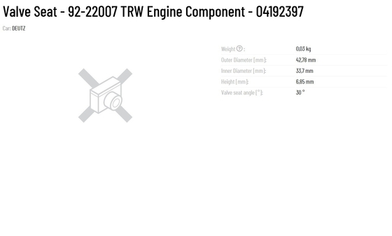 Retail TRW Valve Seat 92-22007 100% Tested Engine Component 04192397 for Products
