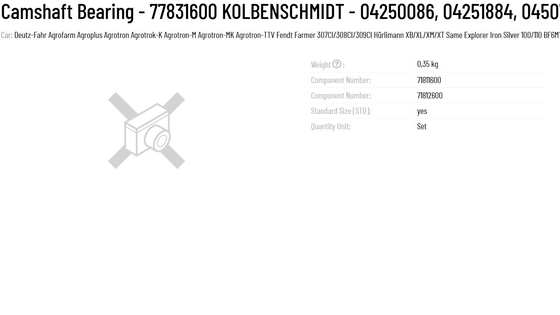 Camshaft Bearing 099HL21068050 78935620 For DEUTZ BF4M2012 BF6M2012 BF4M2013