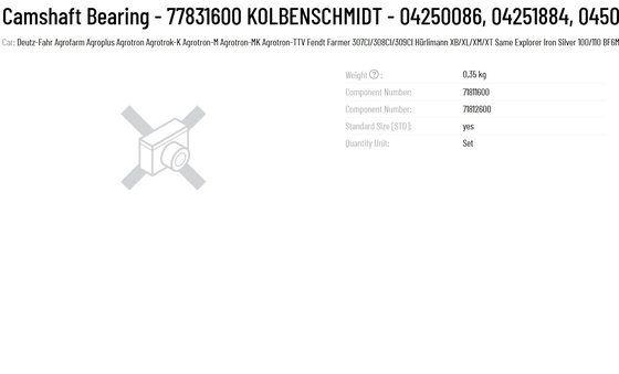 Camshaft Bearing Original KS 77831600 04250086 04251884 04507244 77831600 for volvo DEUTZ BF4M2012* BF6M2012* BF4M2013* BF6M2013* D4D* D6D* TAD420