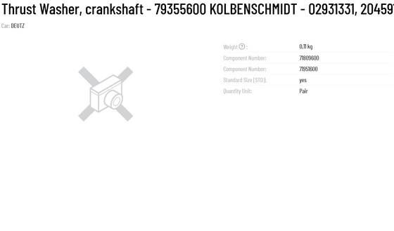Retail Thrust Washer for Original KS Crankshaft 79355600 KOLBENSCHMIDT 02931331 20459149