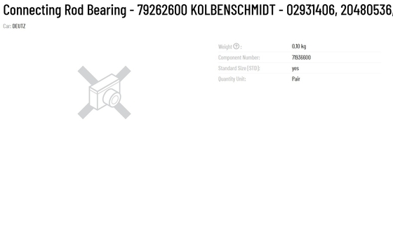KS Connecting Rod Bearing 02931406 20480536 099PL21067000 79262600 for Machinery Repair Shops Original by KOLBENSCHMIDT