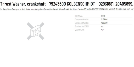 Thrust Washer 79243600 02931881 0293 1881 2931881 20405899 20959124 for DEUTZ BFM1013 Engine