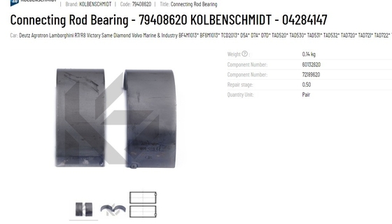 Connecting Rod Bearing 79408620 04284147 02931916 0428 4147 0293 1916 4284147 2931916 for deutz