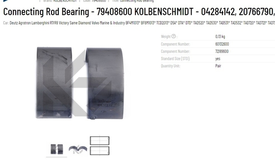 Rod Bearing 79408600 20766790 04200697 04284142 0420 0697 0428 4142 4200697 4284142 for DEUTZ VOLVO ENGING