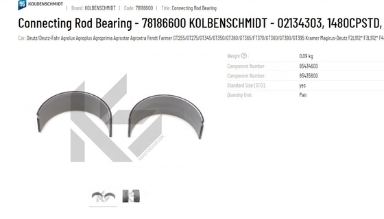 Connecting Rod Bearing 78186600 0213 4303 0213 7741 0210 1145 0213 4302 560285460 for DEUTZ-KHD KRAMER MAGIRUS-DEUTZ